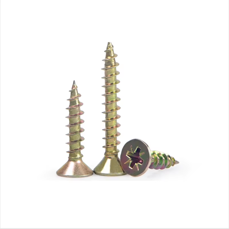 Cross Recessed Flat Head Fibreboard Chipboard Screws Color Zinc Coated Countersunk Self Tapping Wood Screw